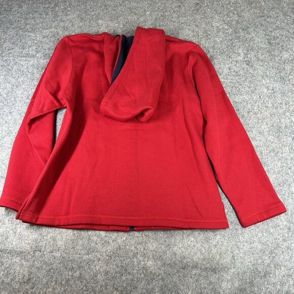 Vintage Quacker Factory Jacket Womens Medium Red Navy Blue Full Zip Rhinestone - Picture 6 of 8